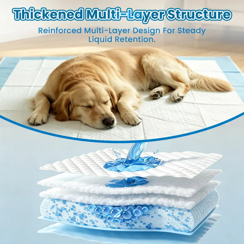 Extra Large 34”X28” Pet Training Pee Pads (50 Count), Diamond Embossed, Fast-Absorb, Thick Multi-Layer, Latex-Free, Skin-Friendly Quick-Dry Pads for Puppies & Cats