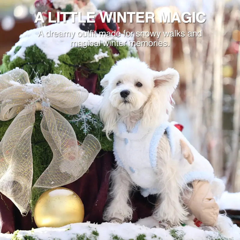 Snowman Christmas Pet Costume - Plush Hooded Outfit with D-Ring Leash Hole for Small to Medium Dogs and Cats, Winter Holiday Apparel