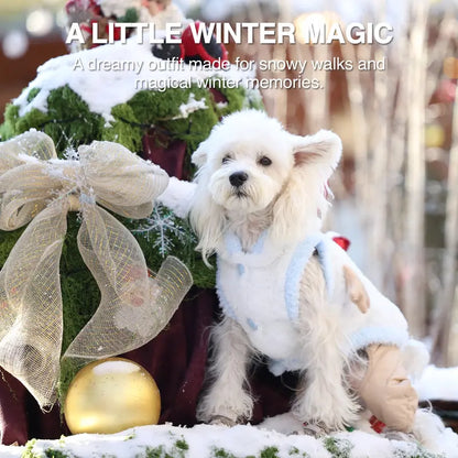Snowman Christmas Pet Costume - Plush Hooded Outfit with D-Ring Leash Hole for Small to Medium Dogs and Cats, Winter Holiday Apparel