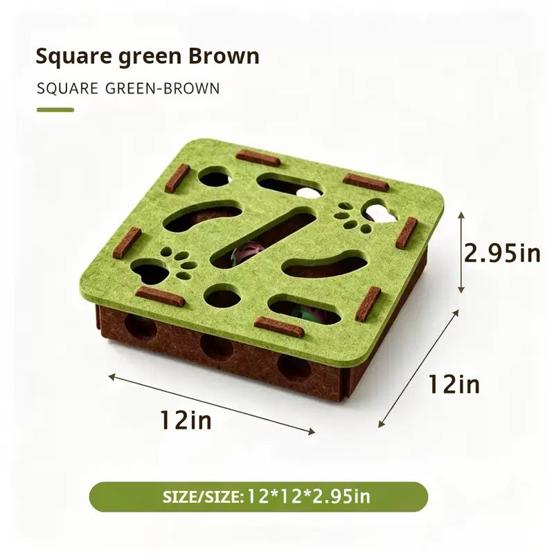 Cgreen Maze Ball Cat Toy - Felt Surface, Animal Print Play Track, Ball Chaser, Universal Size Exercise Aid, Boredom Relief Toy for Indoor Kittens