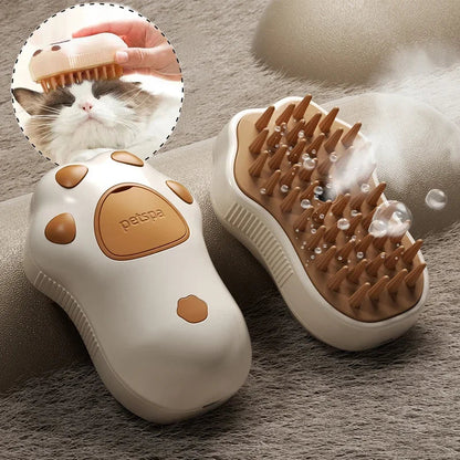 Electric Pet Grooming Steam Brush – 3-in-1 Comb with Water Spray for Cats and Dogs, USB Rechargeable