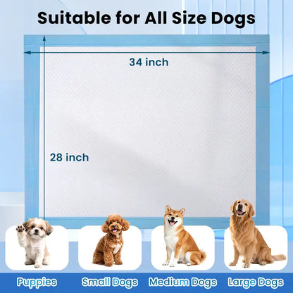 Extra Large 34”X28” Pet Training Pee Pads (50 Count), Diamond Embossed, Fast-Absorb, Thick Multi-Layer, Latex-Free, Skin-Friendly Quick-Dry Pads for Puppies & Cats