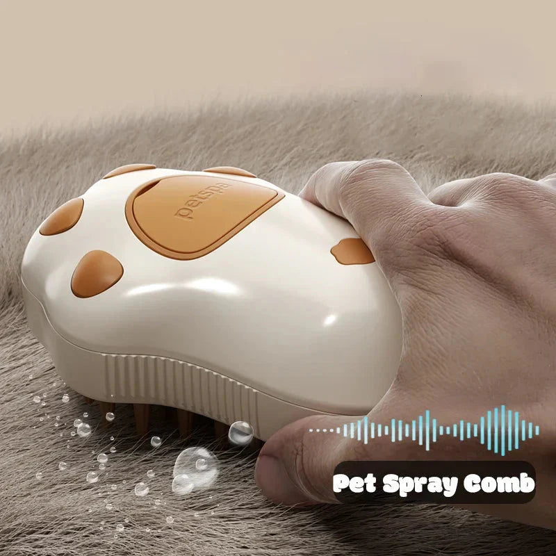 Electric Pet Grooming Steam Brush – 3-in-1 Comb with Water Spray for Cats and Dogs, USB Rechargeable