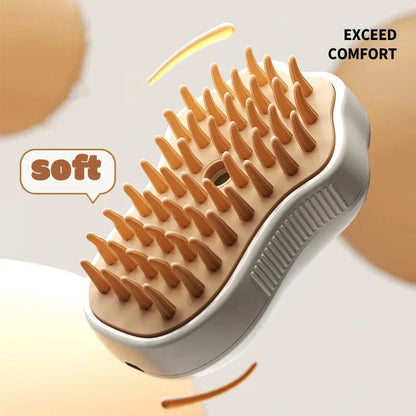 Electric Pet Grooming Steam Brush – 3-in-1 Comb with Water Spray for Cats and Dogs, USB Rechargeable