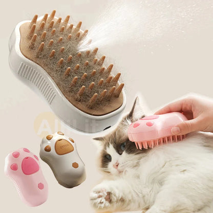 Electric Pet Grooming Steam Brush – 3-in-1 Comb with Water Spray for Cats and Dogs, USB Rechargeable