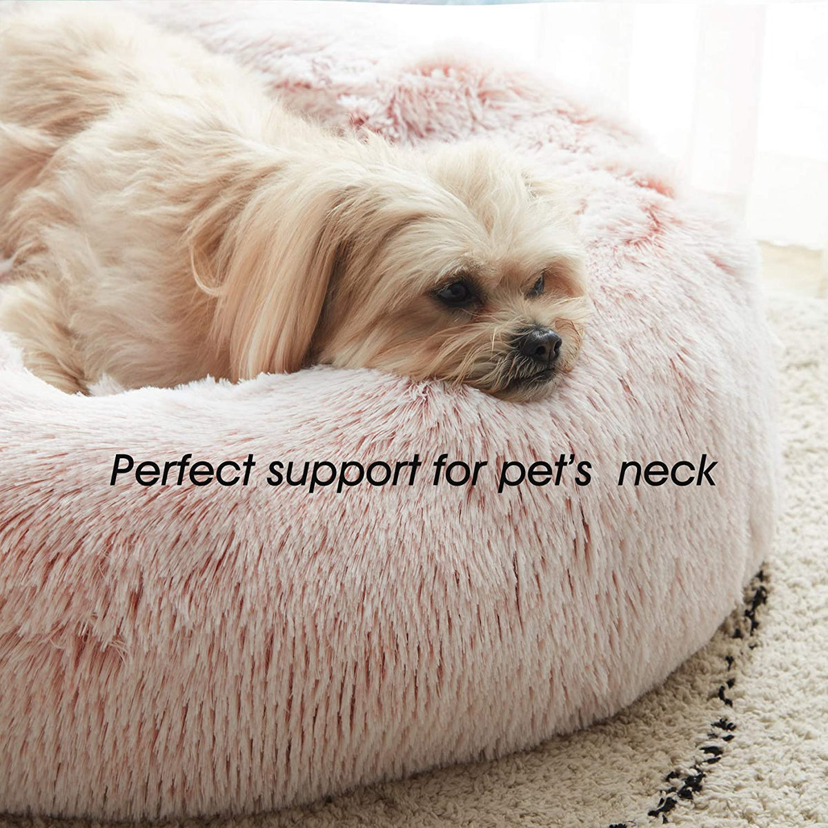 Calming Donut Cat Bed and Small Dog Bed, Washable 20" in Pink