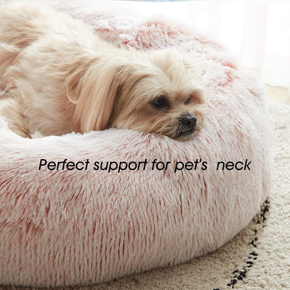 Calming Donut Cat Bed and Small Dog Bed, Washable 20" in Pink