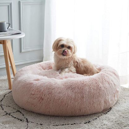 Calming Donut Cat Bed and Small Dog Bed, Washable 20" in Pink