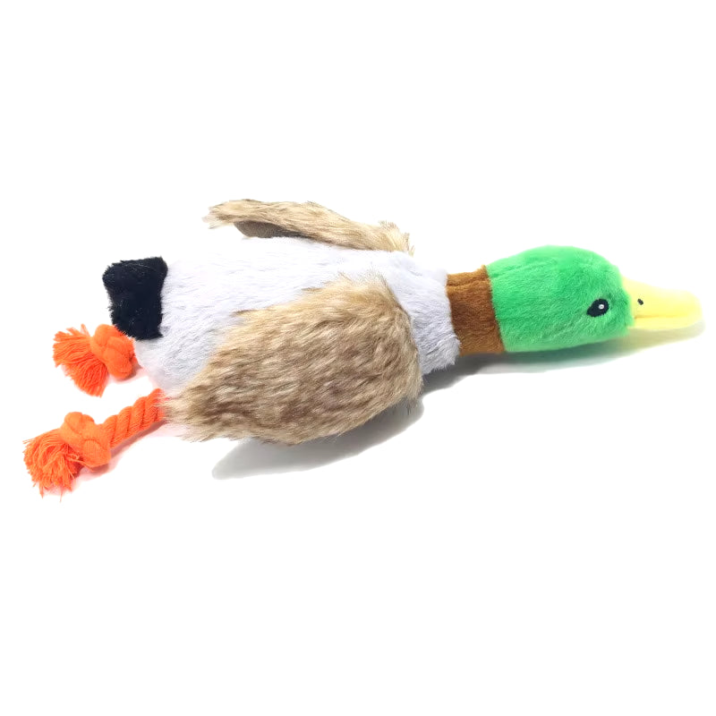Plush Duck Squeaky Dog Toy - Chew Rope and Dental Cleaning Accessory for Pets
