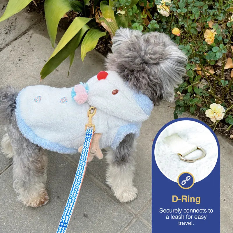 Snowman Christmas Pet Costume - Plush Hooded Outfit with D-Ring Leash Hole for Small to Medium Dogs and Cats, Winter Holiday Apparel