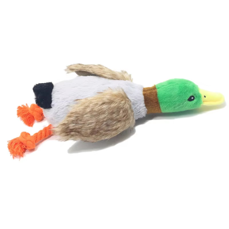 Plush Duck Squeaky Dog Toy - Chew Rope and Dental Cleaning Accessory for Pets