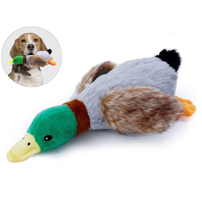 Plush Duck Squeaky Dog Toy - Chew Rope and Dental Cleaning Accessory for Pets