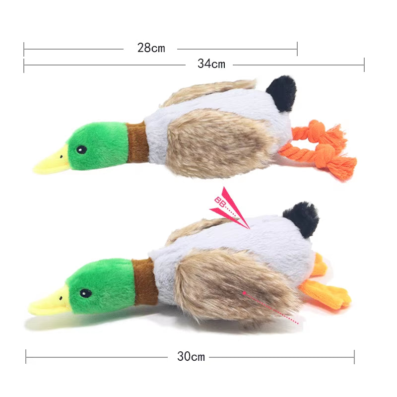 Plush Duck Squeaky Dog Toy - Chew Rope and Dental Cleaning Accessory for Pets