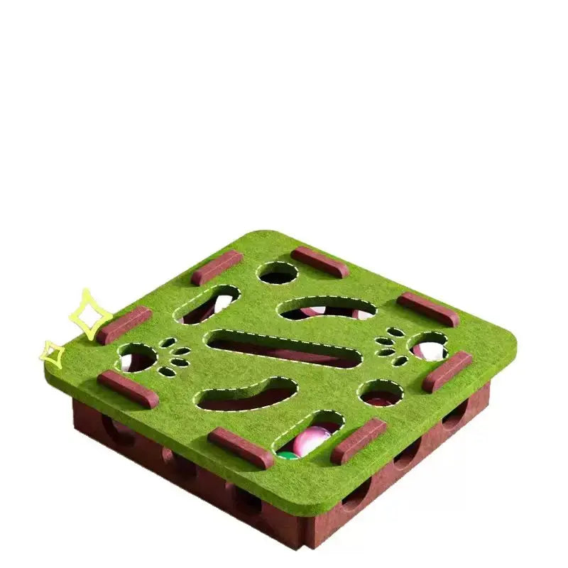 Cgreen Maze Ball Cat Toy - Felt Surface, Animal Print Play Track, Ball Chaser, Universal Size Exercise Aid, Boredom Relief Toy for Indoor Kittens